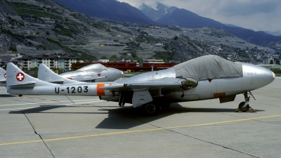 Photo ID 130931 by Joop de Groot. Switzerland Air Force De Havilland DH 115 Vampire T 55, U 1203