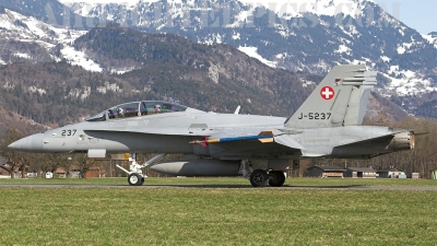 Photo ID 307 by James Shelbourn. Switzerland Air Force McDonnell Douglas F A 18D Hornet, J 5237