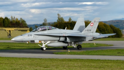 Photo ID 44557 by Bart Hoekstra. Switzerland Air Force McDonnell Douglas F A 18D Hornet, J 5236