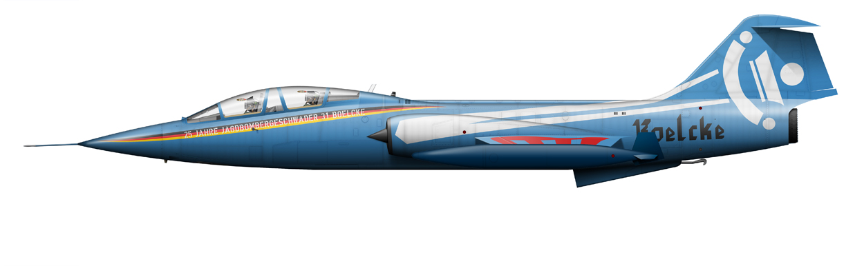 profile of German Air Force TF-104G 25th Anniversary Scheme Starfighter