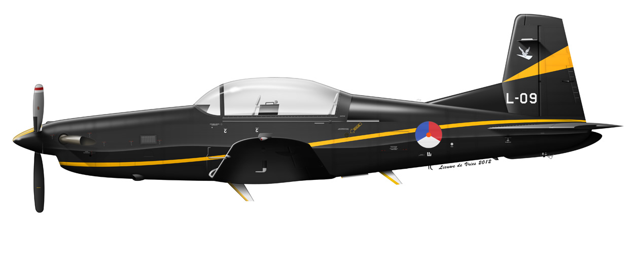 profile of a Royal Netherlands AIr Force Pilatus PC-7 L-09