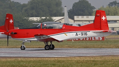 Photo ID 124719 by Niels Roman / VORTEX-images. Switzerland Air Force Pilatus NCPC 7 Turbo Trainer, A 916