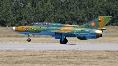 Photo ID 132210 by Niels Roman / VORTEX-images. Romania Air Force Mikoyan Gurevich MiG 21UM Lancer B, 176