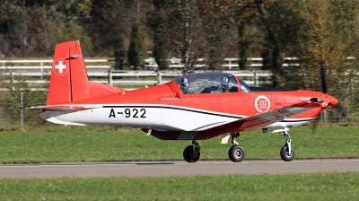 Photo ID 262383 by Milos Ruza. Switzerland Air Force Pilatus NCPC 7 Turbo Trainer, A 922