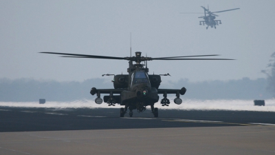 Photo ID 60704 by Niels Roman / VORTEX-images. Netherlands Air Force Boeing AH 64DN Apache Longbow, Q 16