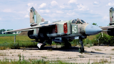 Photo ID 68411 by Carl Brent. Ukraine Air Force Mikoyan Gurevich MIG 23MLD, 45 BLUE